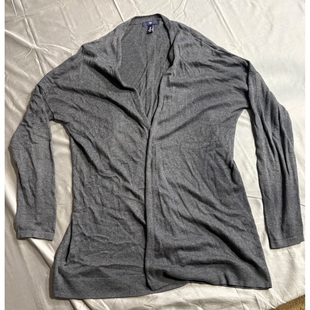 Gapโ Womens Charcoal Grey Open Front Cardigan Ribbed Back Sweater XL 463385-01